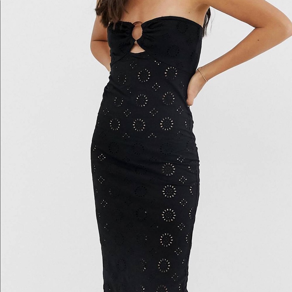NWT ASOS DESIGN bandeau dress with eyelet design